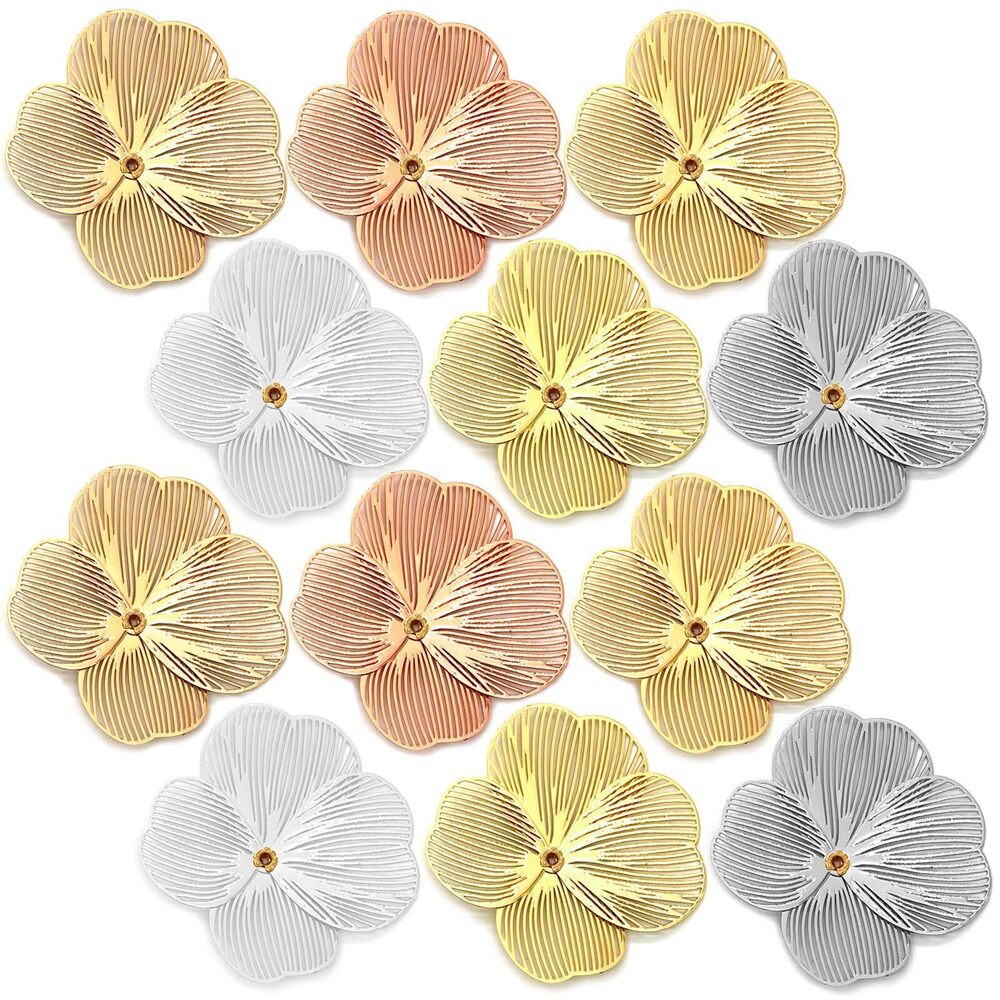 7070 24pcs Small Flower Charms Classic Floral Filigree Charm Hollow Shiny